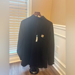 Men’s Carharrt Force Long Sleeve Quarter Zip Pocket T-Shirt Black XL New